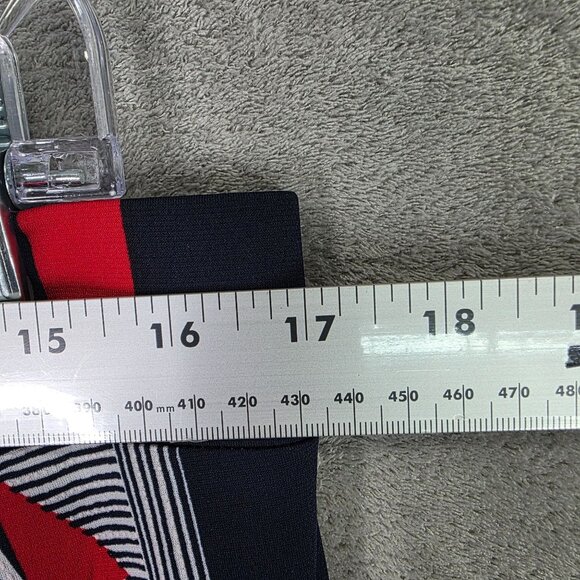 Womens Roz & Ali Blue White Red Geometric Print Pants Polyester Stretch Size L - Picture 7 of 10